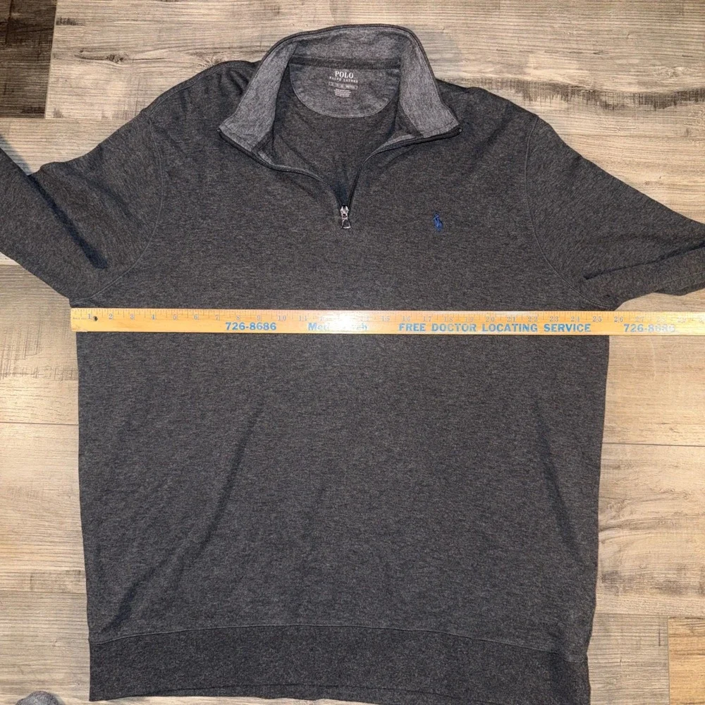 Polo Ralph Lauren‎ Quarter Zip Pullover Gray Pony Logo XL Men Cotton
